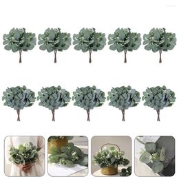 Decorative Flowers 10 Pcs Simulated Eucalyptus Leaves Faux Leaf Fake Artificial Wedding Bouquet Jungle Decor Decorate