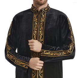 Ethnic Clothing Muslim Men Velvet Jubba Thobe Warm Kaftan Islamic Ramadan Saudi Arabic Robe Thoub Thawb Dubai Abaya Dress Abayas Caftan