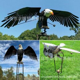 New Art Bird Flying Eagle Owl Windmill Hanging Decoration Iron Garden Ornament