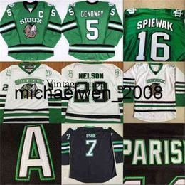 Vin Weng N D Hockey Jersey 5 Chay Genoway 16 SPIEWAK 29 Brock Nelson 7 TJ Oshie 9 Jonathan Toews Fightings Siouxs DAKOTA College Hockey