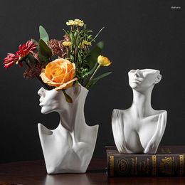 Vases Flower Vase Statue Abstract Figure Pots Bedroom Living Room Desktop Decoration Nordic Home Decor Stand For Flowers