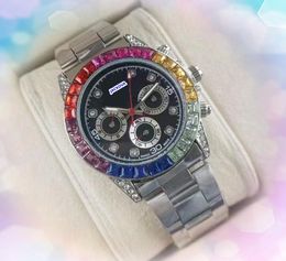 Popular Military Men Women Unisex Watches Business Leisure Stainless Steel Clock Quartz Automatic Day Date Colourful Diamonds Ring Watch Relogio Feminino