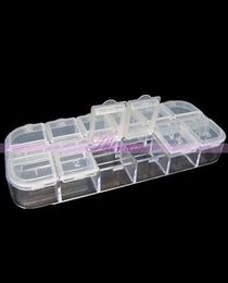WholeTransparent Plastic 12 Mini Box Storage Jewellery Nail Art Tips Powder Tool Case2190890