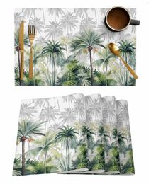 Table Mats 4/6 Pcs Summer Tropical Palm Trees Placemat Kitchen Home Decoration Dining Coffee Mat