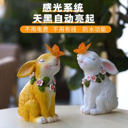 Home Solar Light Simulation Butterfly Rabbit Sculpture Outdoor Courtyard Garden Decoration Creative Gift