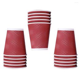 Disposable Cups Straws 50pcs Double Layer Coffee Insulation Takeaway Threaded Paper Cup With Lid (Rosy)