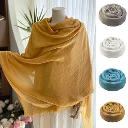 Scarves Summer Simple Shawl Solid Colour Sunscreen Large Size Beach Wrap Super Thin Tassel Trim Sun Protection Scarf Cover-up