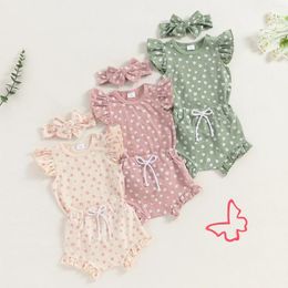 Clothing Sets 3Pcs Set Baby Girls Summer Outfit Sleeve Romper Ruffle Shorts Headband Daisy Print Clothes