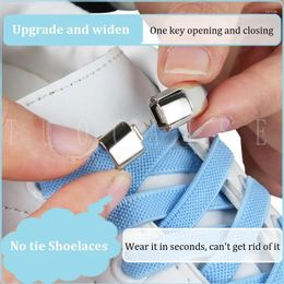 Shoe Parts No Tie Laces Press Lock Shoelaces Without Ties Elastic Sneaker Unisex Widened Flat Shoelace For Shoes Accessories