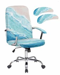 Chair Covers Blue Ocean Waves Beach Gradient Abstract Elastic Office Cover Gaming Computer Armchair Protector Seat