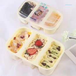 Disposable Cups Straws 10pcs Creative Fruits Salad Cup Diy Baking Cake Dessert 3 Grid Ice Cream Pudding Jelly Packaging With Lids