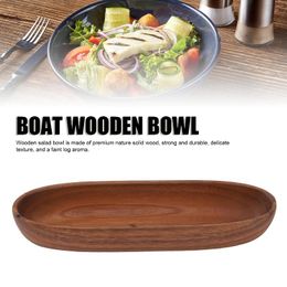 Plates Wooden Salad Bowl Multipurpose Large Capacity Boat Shaped For Bread Fruits Snack Dessert