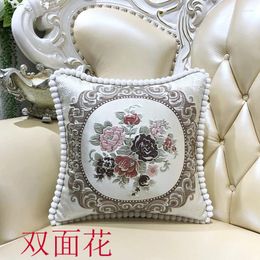 Pillow Square Cover Double Sided Embroidery LivingRoom Sofa Sheath Exquisite Fluffy Edge Bedside Waist Pillowcase