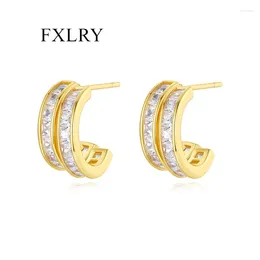 Hoop Earrings FXLRY Fashion Cubic Zirconia C-shaped Irregular Stud For Women Wedding Bridal Accessories