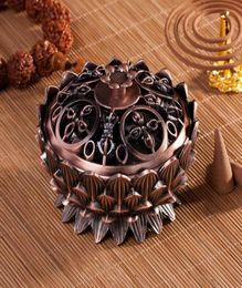 Lotus Shape Sandalwood Censer Incense Burner Creative Zinc Alloy Incense Holder For Home Office Teahouse Use Home Decor ZC33434072620