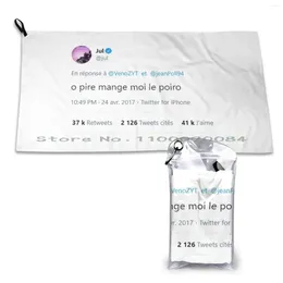 Towel Jul Tweet O Pire Mange Moi Le Poiro Quick Dry Gym Sports Bath Portable Au Poireau