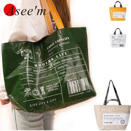 Storage Bags Eco-friendly Reusable Big Large Capacity Fashion Shopping Tote Bag Durable Foldable Waterproof Solid Knitted Grocery