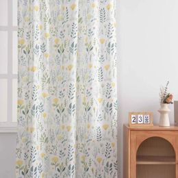 Curtain 1PC Rustic Fresh Yellow Floral Grass For Living Room Semi-Shading Kitchen Window Drape Cafe Homestay #E