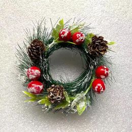Decorative Flowers Mini Artificial Christmas Wreath Tree Garland Door Hanging Ornaments Merry Decoration For Home 2024 Year