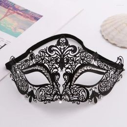 Party Supplies Metal Diamond Inlaid Hollow Iron Art Mask Half Face For Women