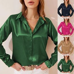 Women's Blouses For Women Business Casual Fashionable Satin Shirt Elegant Long Sleeve Blouse With Blusas Para Mujer