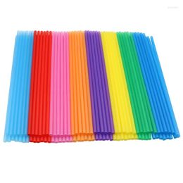 Disposable Cups Straws 100 PCS 260mm Colour Black White Long Flexible Plastic Kitchen Accessories