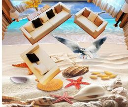 Wallpapers 3d Wallpaper Waterproof Pvc The Sea Beach Seagull Conch Shell Floor Painting