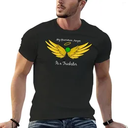 Men's Tank Tops My Guardian Angel Is A Trickster WHITE TEXT T-Shirt For Boy Customs Design Your Own Summer Men T Shirts
