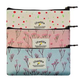 Storage Bags Cute Kawaii Floral Zipper Pencil Cases Pen Creative Fresh Style Case Organizer Gift School Stationery Supplies