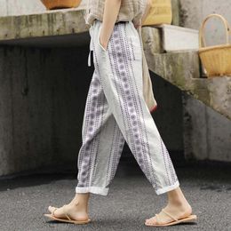 Women's Pants Print Vintange Cargo For Women Street Slacks With Loose Straps Drawstrings Fashion Trousers Pockets