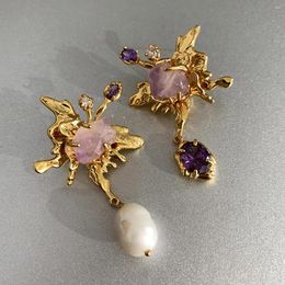 Dangle Earrings Butterfly Shaped Retro Baroque Pearl With A Light Luxury Temperament And Exquisite Jewellery