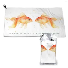 Towel Goldfish Love Quick Dry Gym Sports Bath Portable Holidays Cruise White Anchor Red Summer Retro Beach Blue Maritime Marine