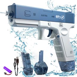 Electric Water Storage Gun Pistol Shooting Toy Portable Children Summer Beach Outdoor Fight Fantasy Toys for Boys Kids Game 240511