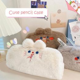 Large Capacity Plush Pencil Case Kawaii Student Multifunctional Stationery Bag Trend Personality Soft Cute Wallet Makeup