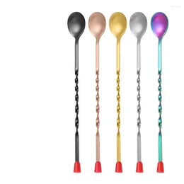 Spoons 30pcs Stainless Steel Twisted Pattern Bar Long Handle Cocktail Stirring Spoon Coffee Creative Supplies