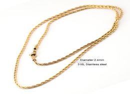 goldene Halskette HipHop -Kette Männer Frauen Paar 24mm Halsketten Lange Edelstahlkette Halskette wasserdichte Männer mit Halskette 3178602