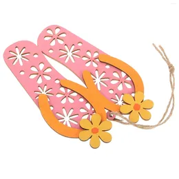Decorative Figurines Summer Slipper Shape Sign Wooden Hanging Front Door Decor Theme Party