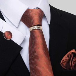 Neck Tie Set Woven High Quality Tie Handkerchief Pocket Squares Cufflink Set For Men Necktie Ivory Polka dot Clothing Accessories