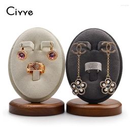 Decorative Plates Ciyye Multifunction Wooden Earrings Display Stand Microfiber Ring Organiser Holder Jewellery Prop Storage