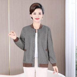 Women's Jackets Jacket Middle-Aged Elderly Women Spring Autumn Casual Plaid Fashionable Coat Short Western-Style Overwear Mothers Ladies Top