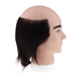 Mannequin Heads 100% Soft Free Human Hair Male Model Head Reusable Cosmetics Training Knitted (Black) Q240510