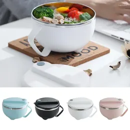 Bowls Ramen Bowl With Lid Noodle Container Holder Stainless Steel Cooker Handle Portable Soup Mug Kitchen Accessories