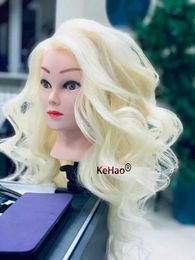 Mannequin Heads 85% blonde and white real hair training head can Practise curly hot iron straight doll human model Q240510