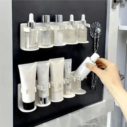 Kitchen Storage 2Pcs Wall Mounted Spice Bottle Rack 5 Grids Space Saving Cosmetics Bottles Clips Self Adhesive Capacity