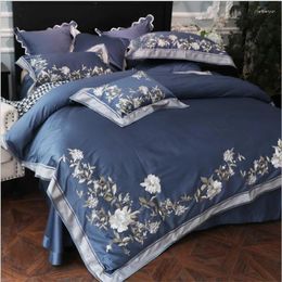 Bedding Sets 4-7Pcs Embroiderey Cotton Bed Linen Euro Double Quilts Duvet Cover King Size Pillowcase