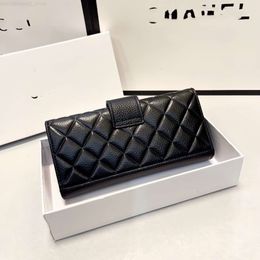 Luxury Brand Handbags Designer Women's Brand Bags Pop Cowhide Two-fold Wallet Classic Cf Lingge Long Wallet Small Lamb Cowhide Caviar 20% Off Money Clip Card BagIRW2