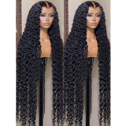 40 polegadas Curly 13x4 renda frontal Human Human Wig 220%Densidade perucas brasileiras para mulheres Deep Wave 13x6 HD Lace Frontal Wig