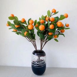 Party Decoration Fruit Artificial Tangerine Branches Flower Props Kumquat Simulation Orange 63cm Green Leaves Art Painting Home Decor