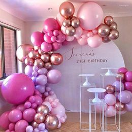 Party Decoration 126pcs/Set Rose Chrome Metallic Balloon Garland Arch Kit Birthday Wedding Anniversaire Baby Shower