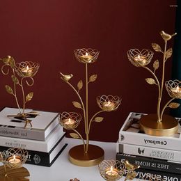 Candle Holders Modern Light Luxury Decor Gold Home Wrought Iron Candlestick Wedding Decoration Retro Decorations